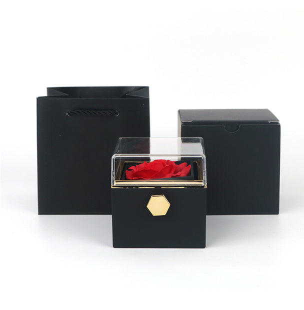 Red rotating rose jewelry gift box