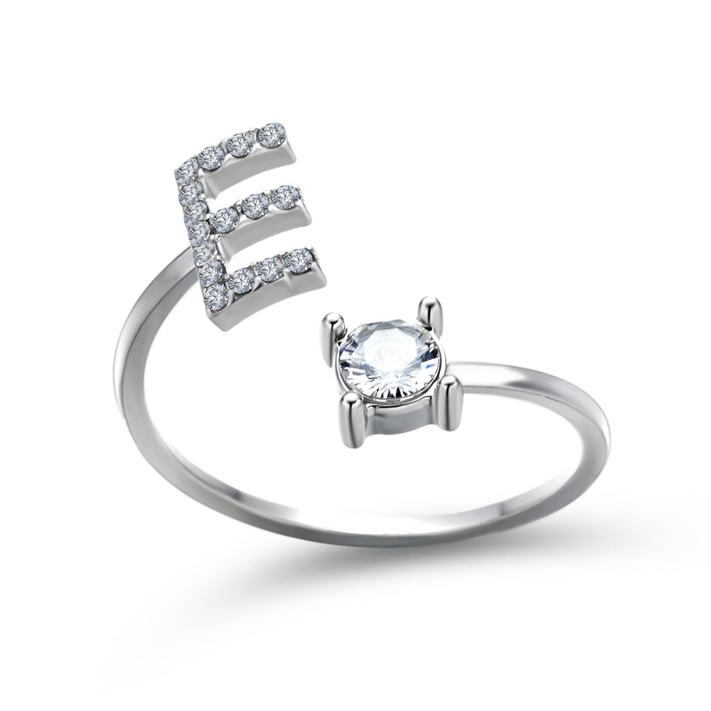 Adjustable Initial Ring with Zircon Letter, A to Z