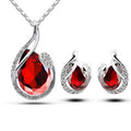 Teardrop crystal necklace and earring set