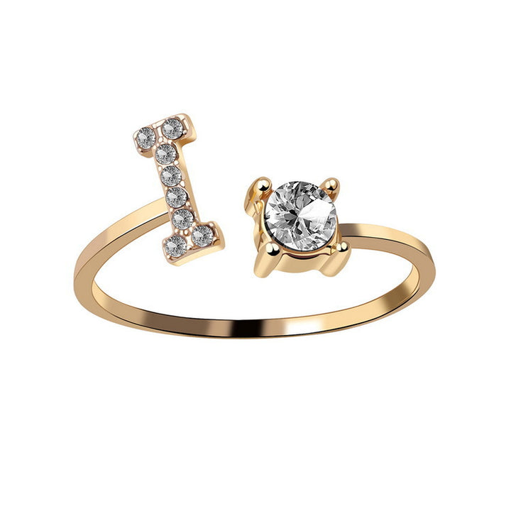 Adjustable Initial Ring with Zircon Letter, A to Z