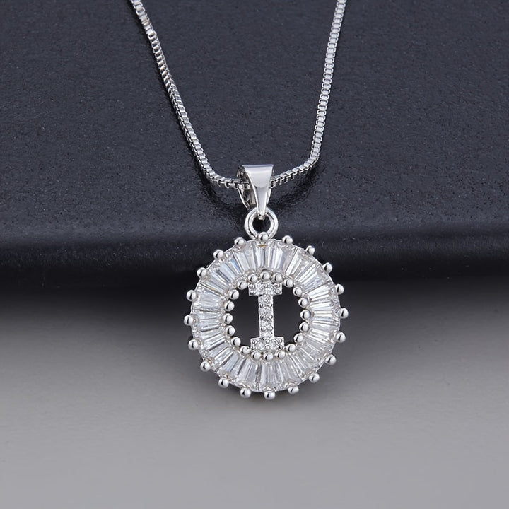 White Gold Initial Letter Zirconia Necklace