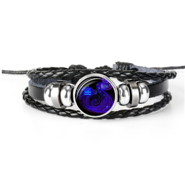 Glow in the dark zodiac sign braided bracelet
