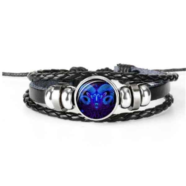 Glow in the dark zodiac sign braided bracelet