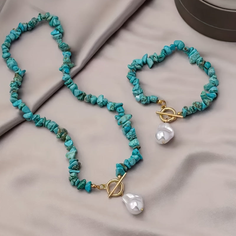 Turquoise Necklace Bracelet Set