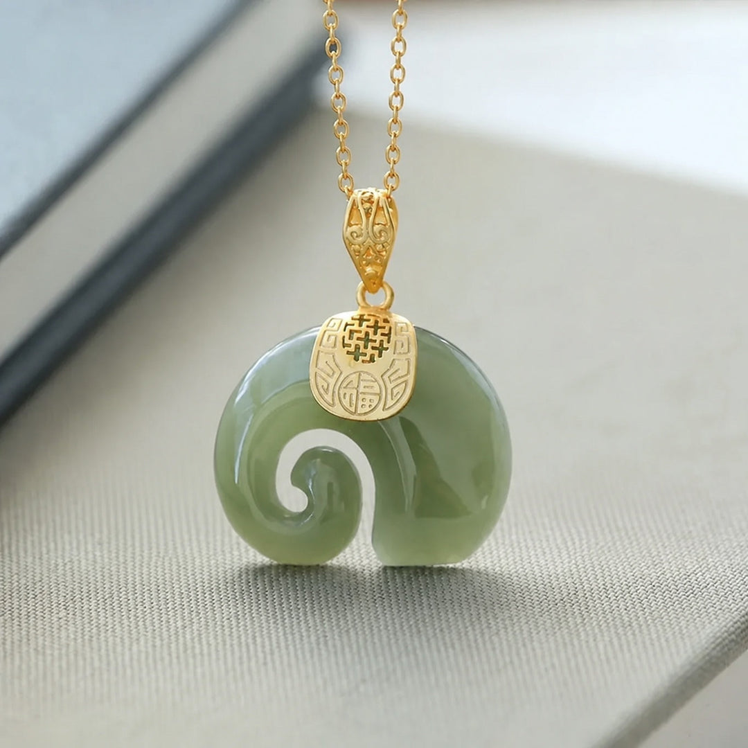 Jade Elephant Gold Necklace