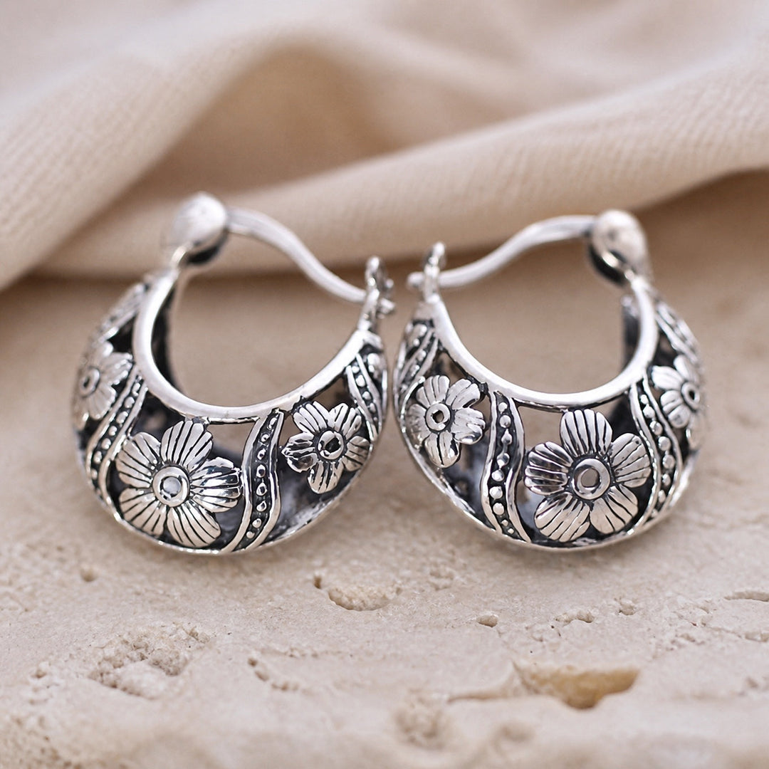 Unique Flower Hoop Earrings
