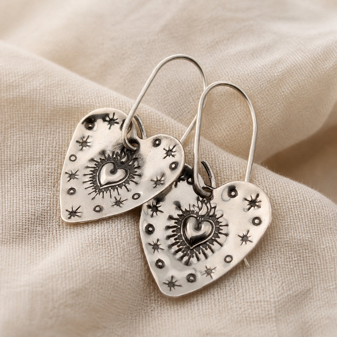 Sacred Heart Stamped Earrings