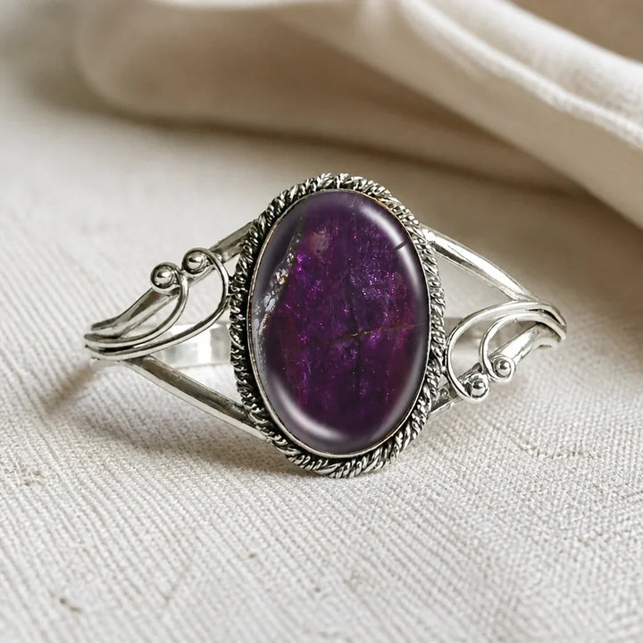 Vintage Oval Stone Cuff Bracelet