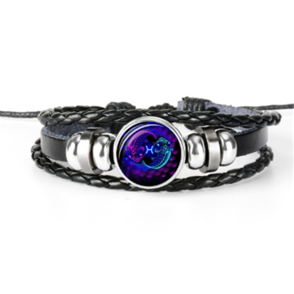 Glow in the dark zodiac sign braided bracelet