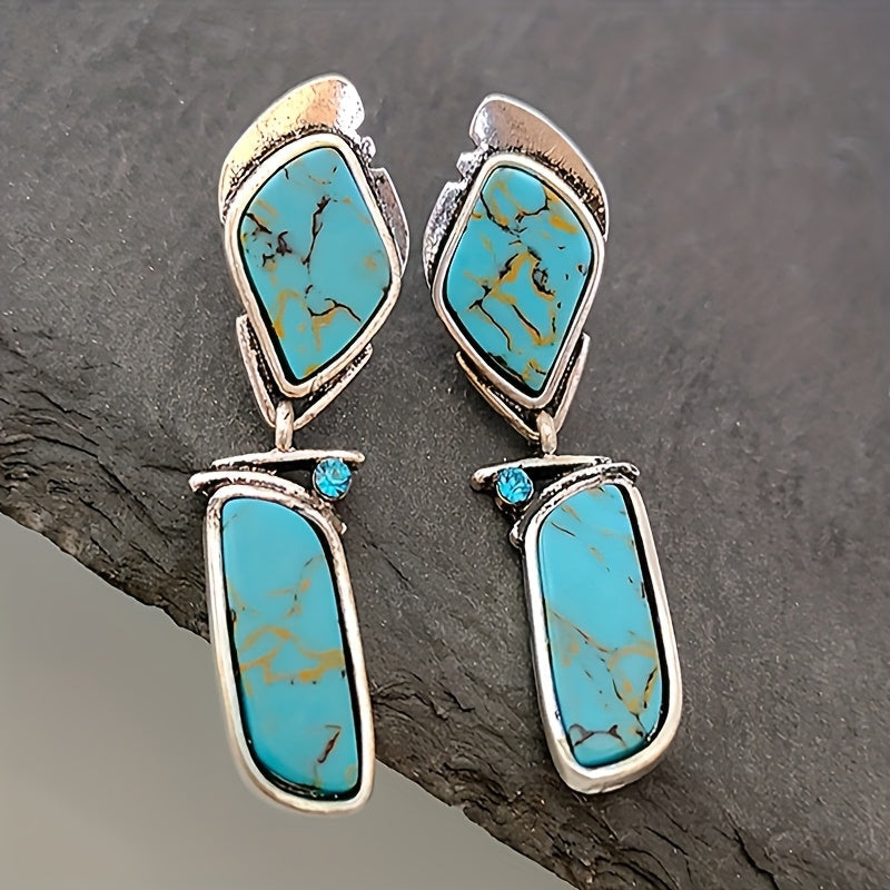 Prestigious Raw Turquoise Earrings