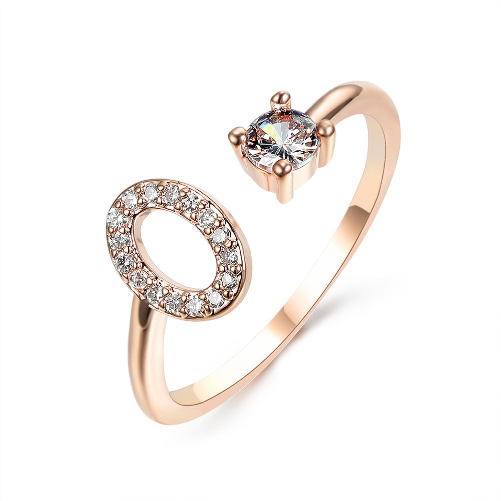 Adjustable Initial Ring with Zircon Letter, A to Z