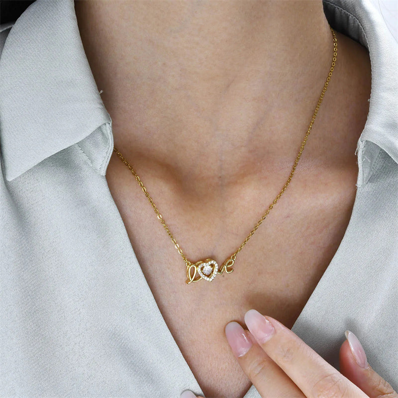 Gold Titanium Steel Love Necklace, Dainty Clavicle Chain