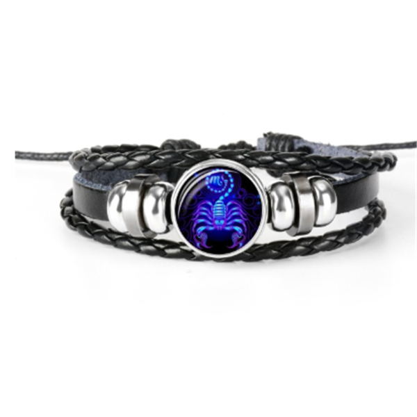 Glow in the dark zodiac sign braided bracelet