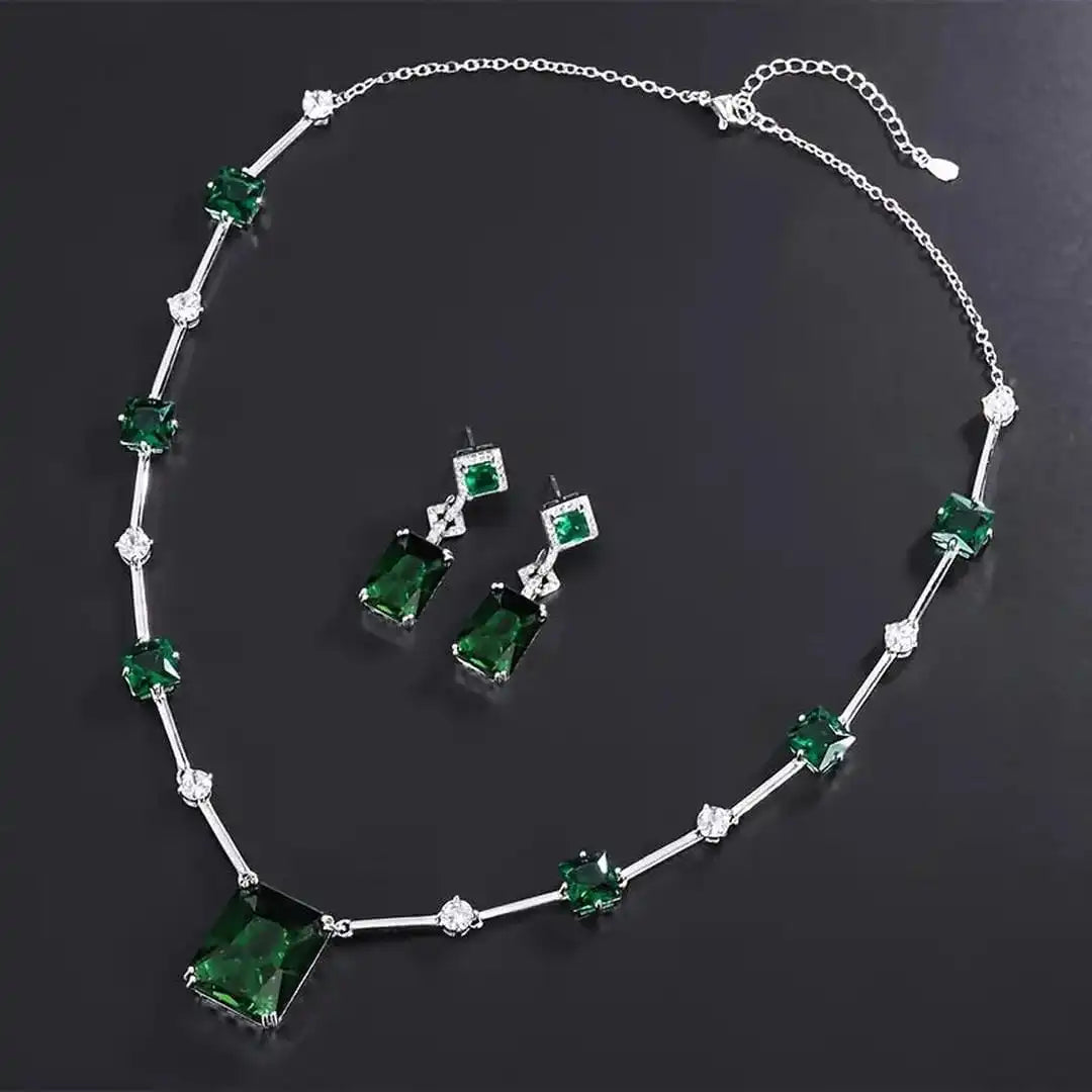 Emerald Rectangular Jewelry Set