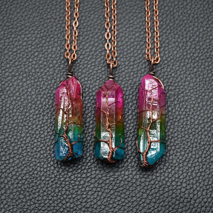 Tree of Life crystal pendant necklace