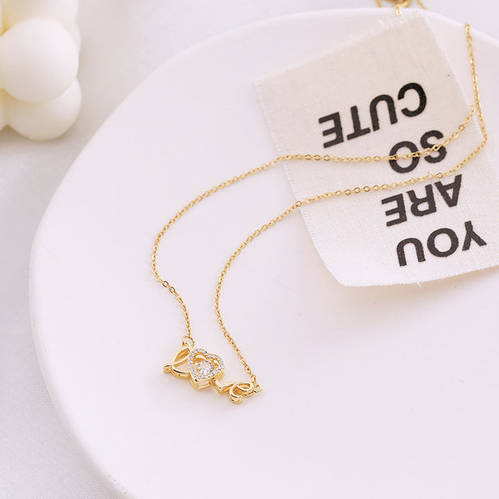 Gold Titanium Steel Love Necklace, Dainty Clavicle Chain