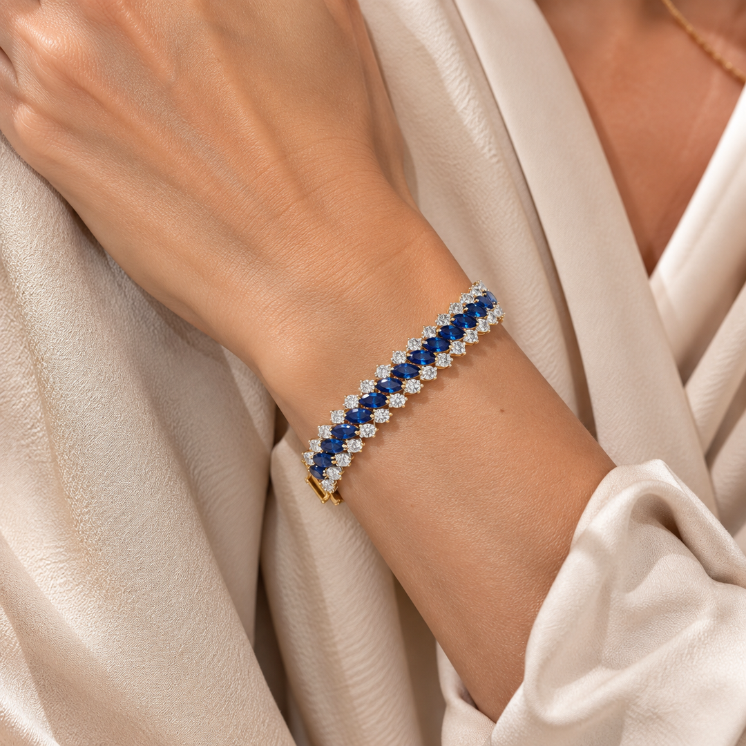 Geometric Sapphire Gold Bracelet