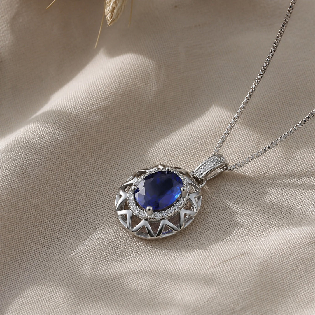 Oval Sapphire Pendant Necklace