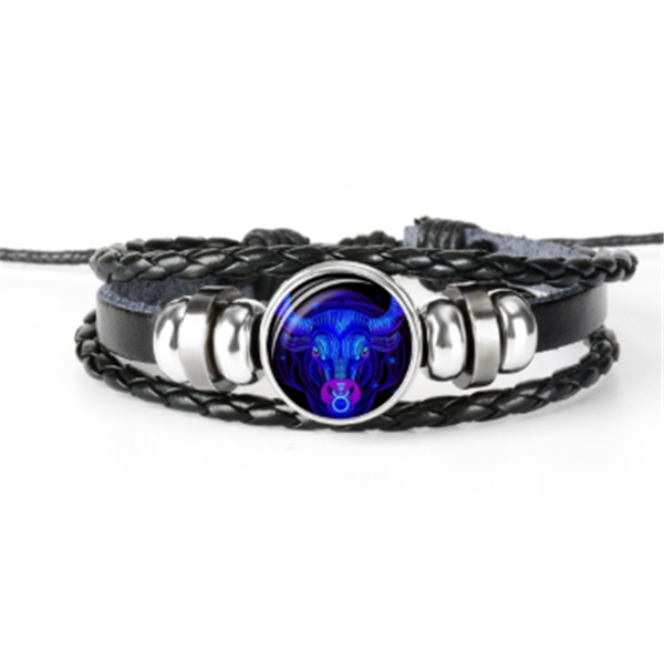 Glow in the dark zodiac sign braided bracelet