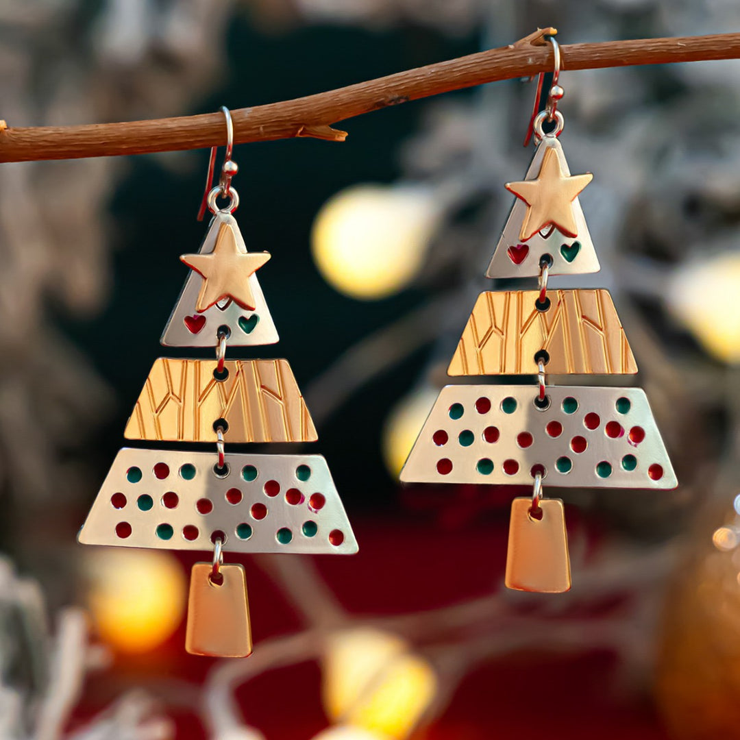 Christmas tree enamel pendant necklace on black cord