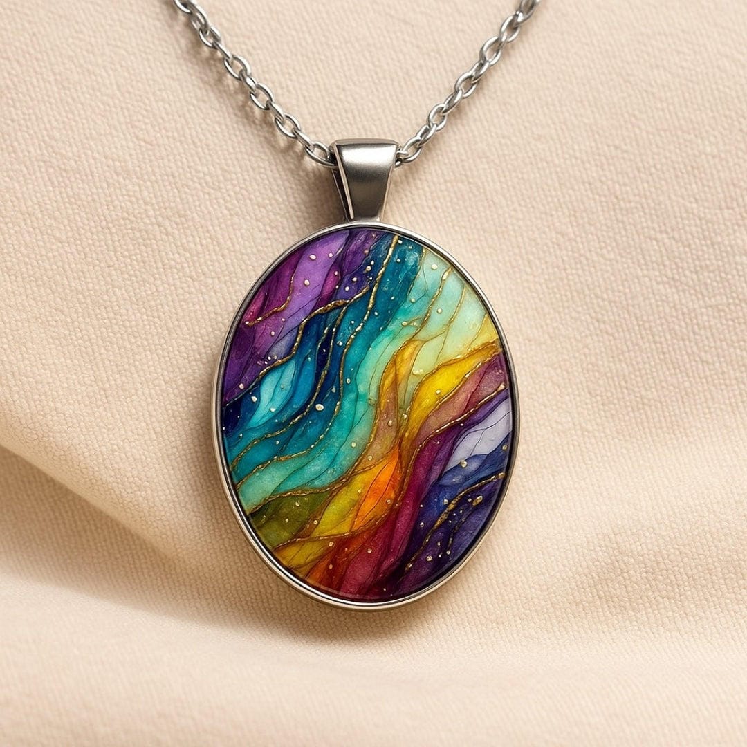 colorful Round Stone Necklace