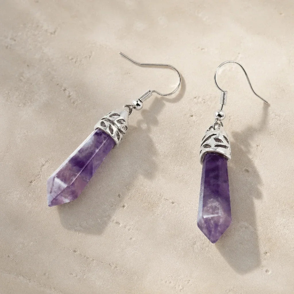 Amethyst Crystal Drop Earrings