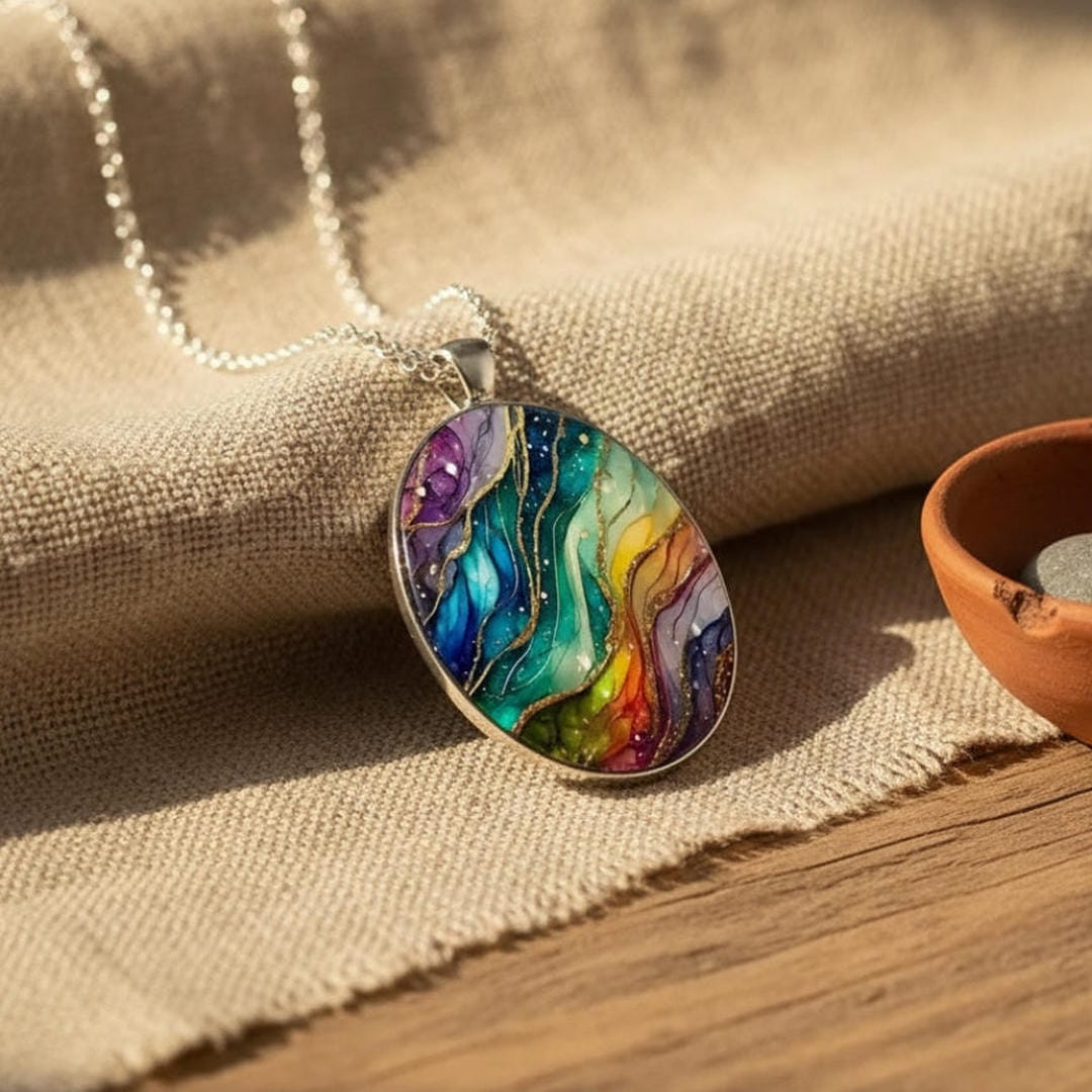 colorful Round Stone Necklace