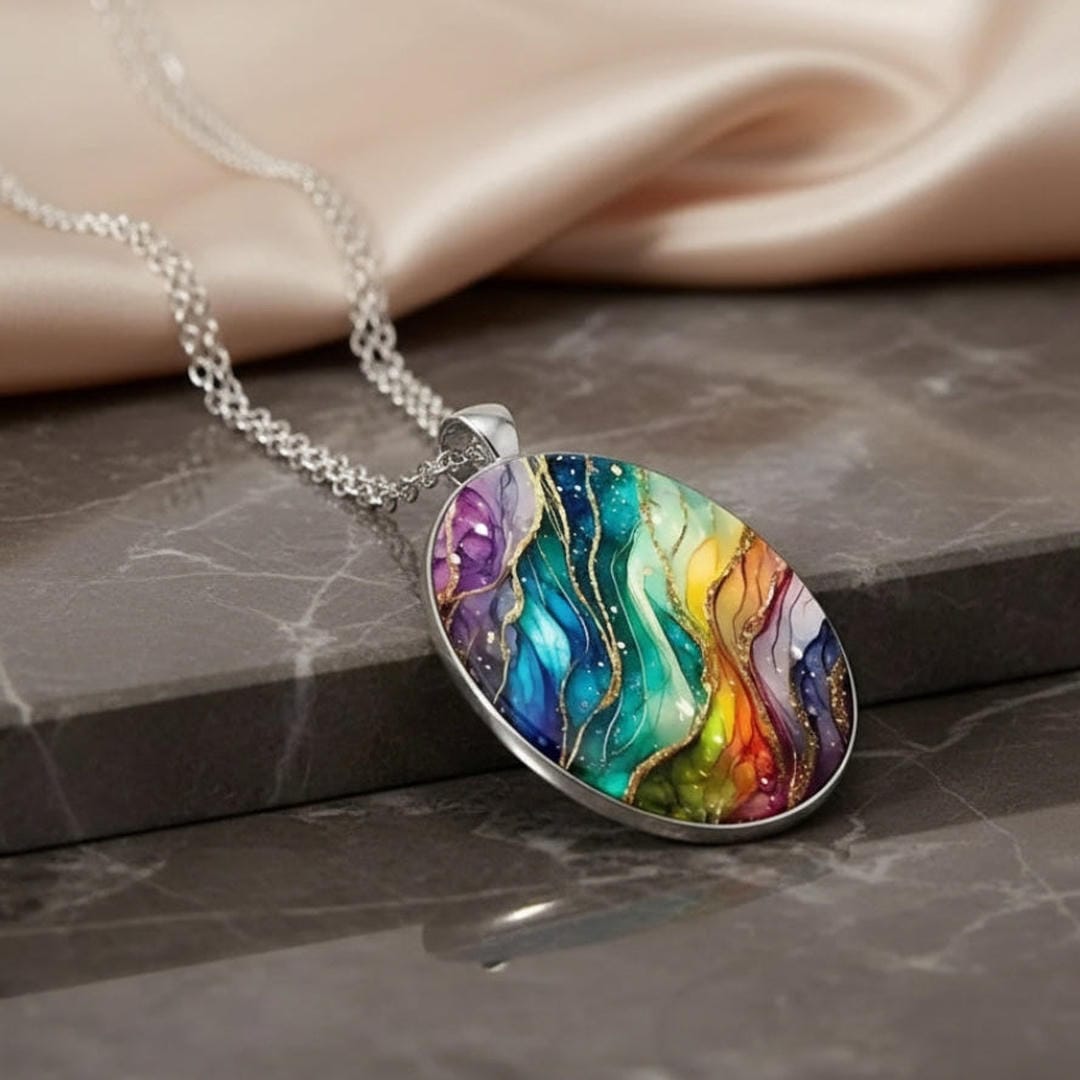 colorful Round Stone Necklace