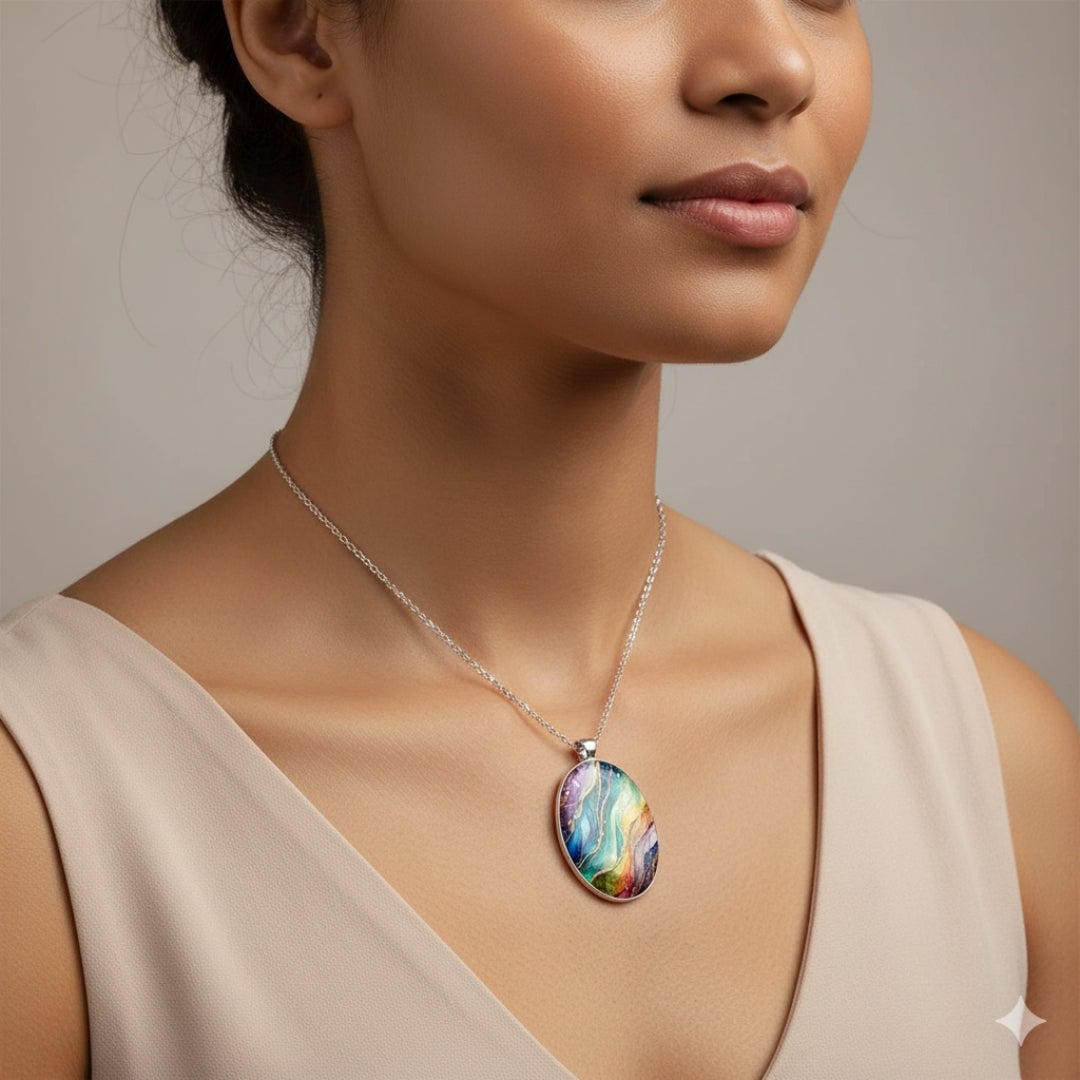 colorful Round Stone Necklace
