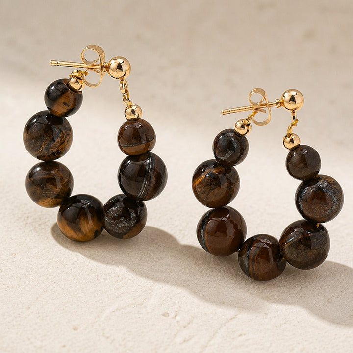 colored Agate Bead Drop Earrings