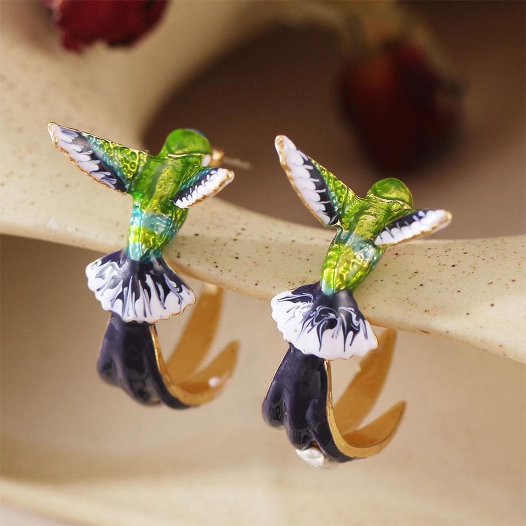 Unique colorful Hummingbird Earrings