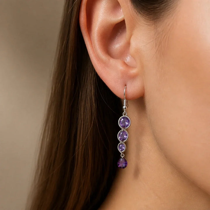 Linked Drop Silver Earrings