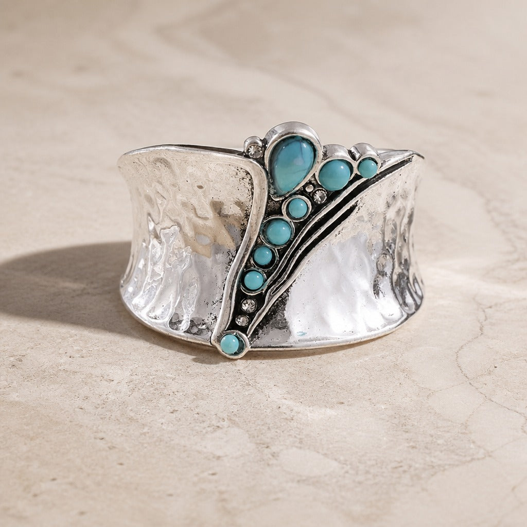 Minimalist Turquoise Inlaid Silver Ring