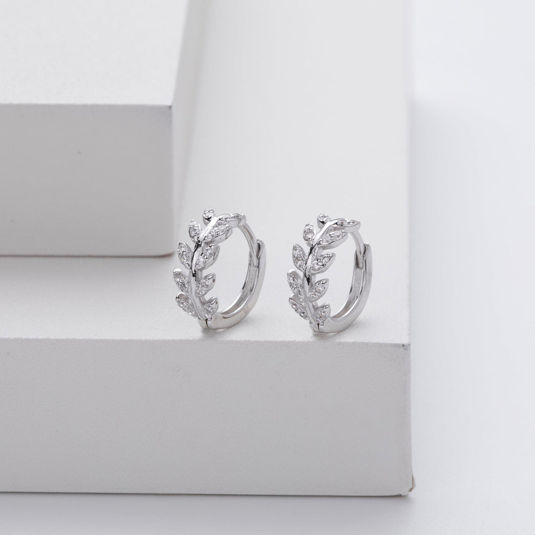 Zirconia Leaf Shaped Earrings