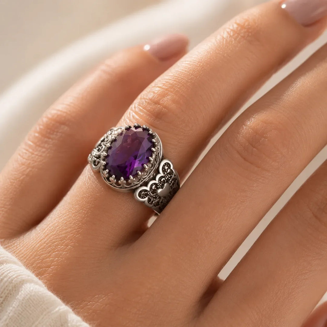 Ornate Oval Zirconia Ring