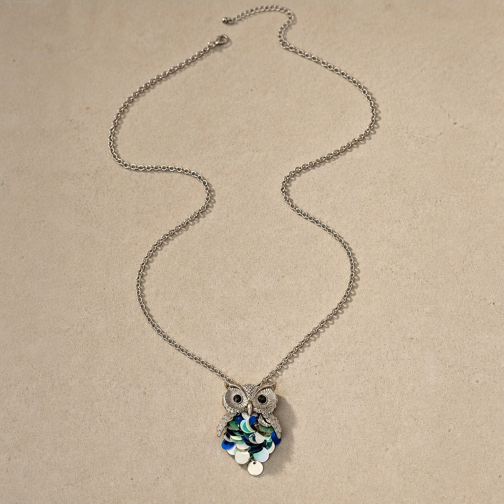 Owl Pendant Long Chain Necklace