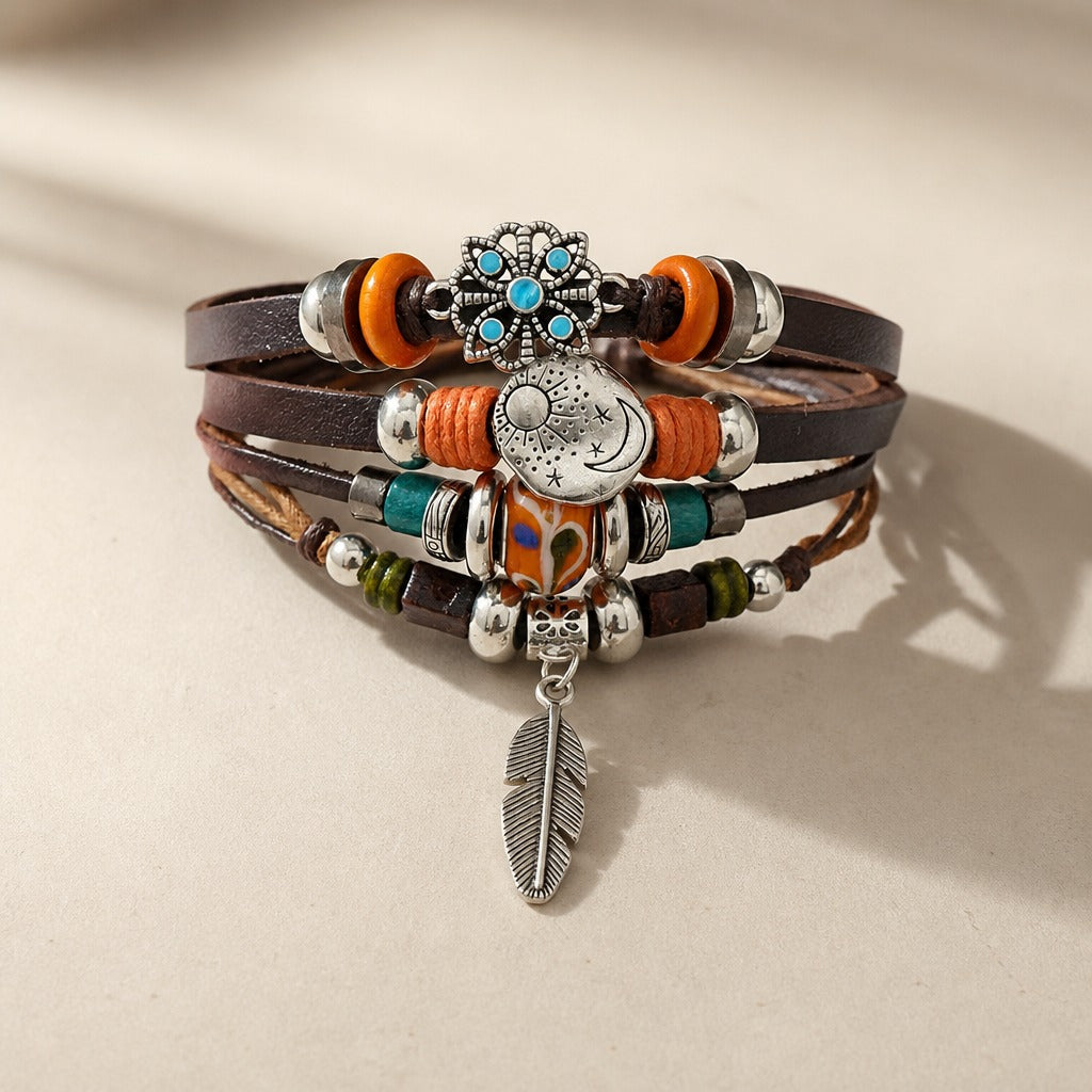 Retro Layered Leather Boho Bracelet