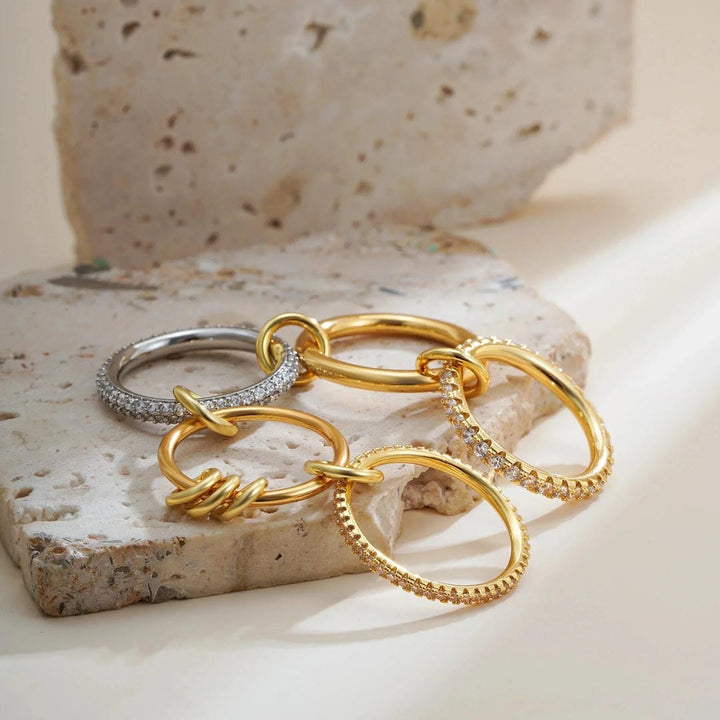 Elegant Stacked Crystals Statement Ring
