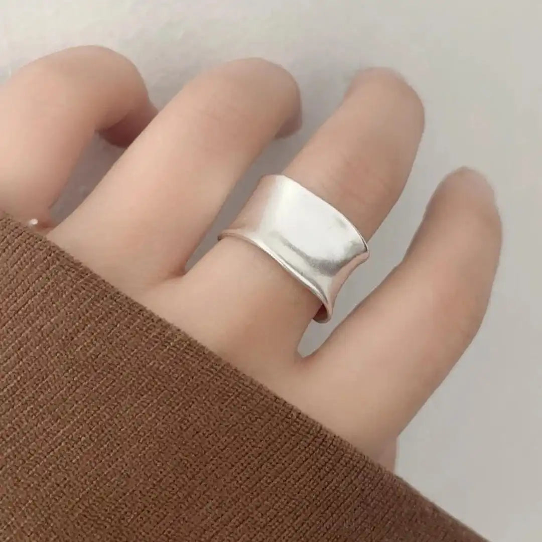 Vintage Gold and Silver Adjustable Wide Flat Ring