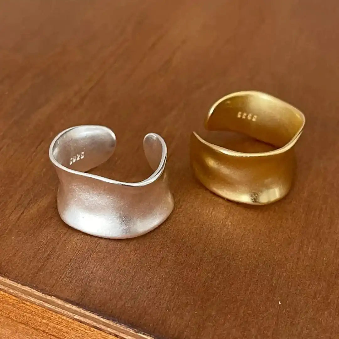 Vintage Gold and Silver Adjustable Wide Flat Ring
