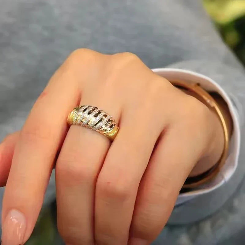 Elite Gold Zirconia Twist Ring