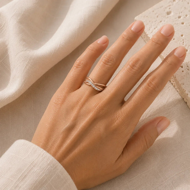 Unique Geometric Pearls Rose Gold Ring