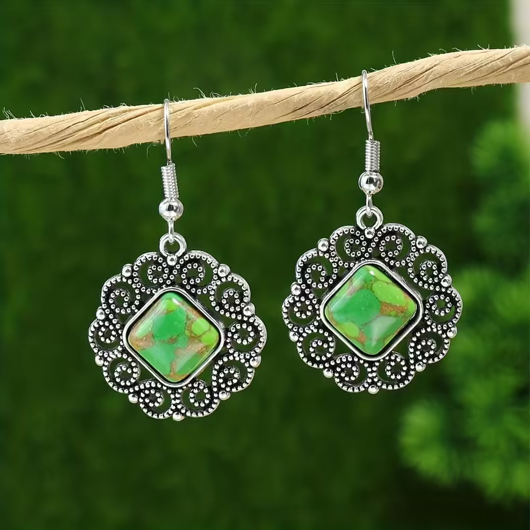 Silver Mandala Earrings &amp; Matching Necklace