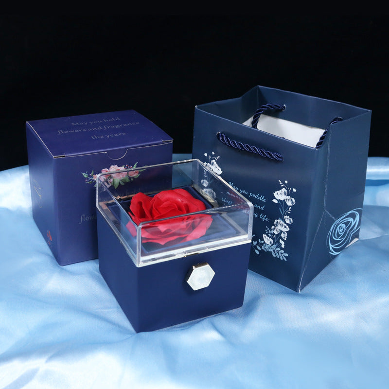 Red rotating rose jewelry gift box