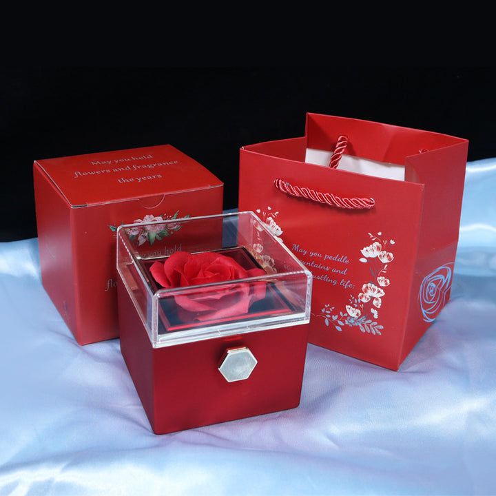 Red rotating rose jewelry gift box