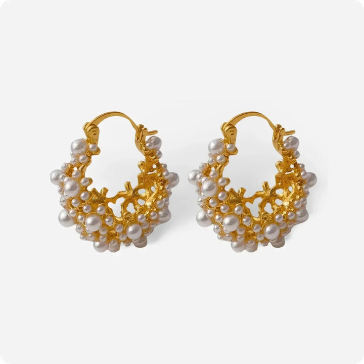 BizarreBloom Pearl Flower Earrings
