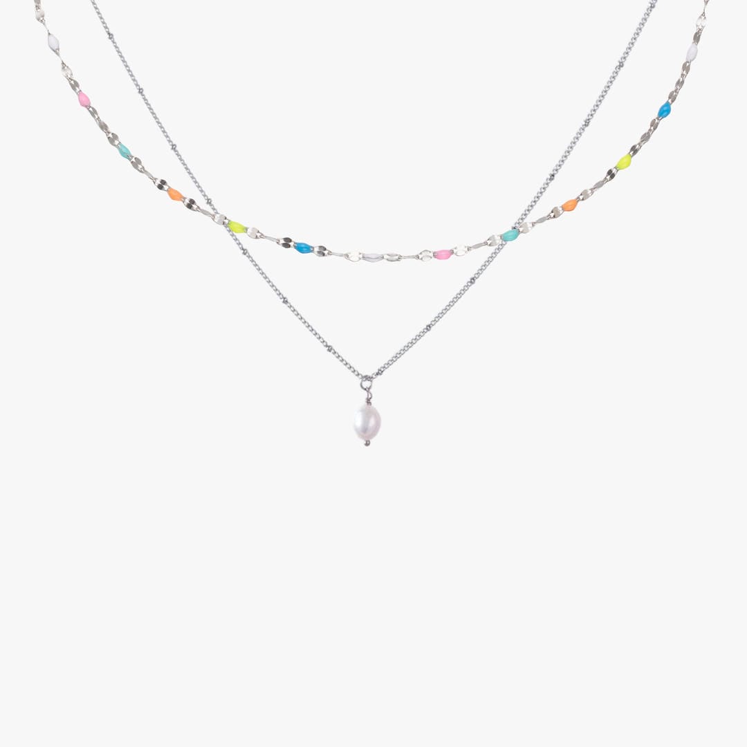 Rainbow Choker Pearl Necklace Set