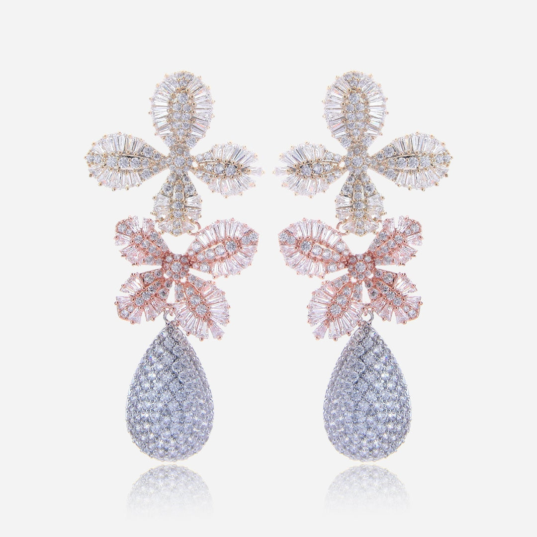 Crystal Blossom Drop Earrings
