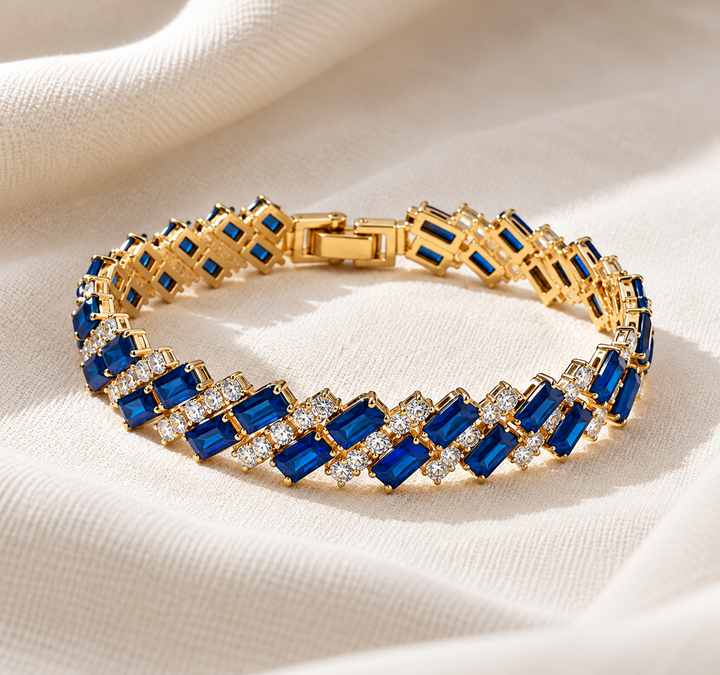 Geometric Sapphire Gold Bracelet