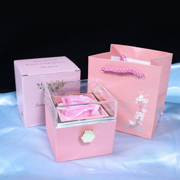 Red rotating rose jewelry gift box